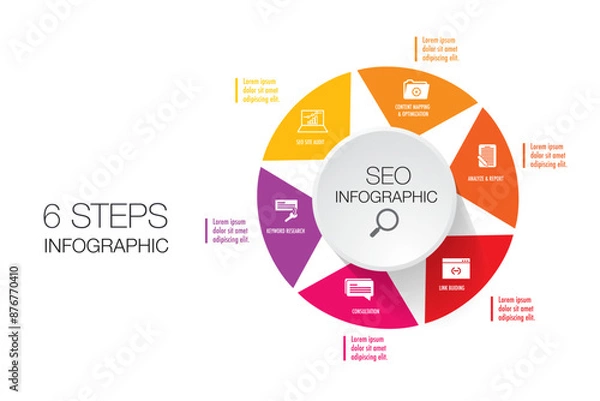 Fototapeta Infographic template for Search Engine Optimization metrics business