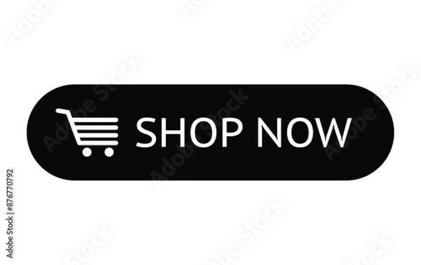 Fototapeta Shop Now Button with Cart Icon Isolated on White Background