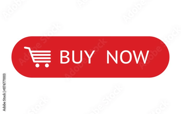 Fototapeta Buy Now Button with Cart Icon Isolated on White Background