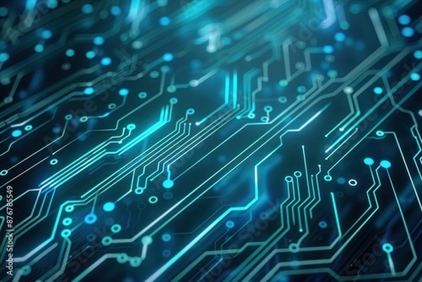 Fototapeta 2d illustration Abstract futuristic electronic circuit technology background