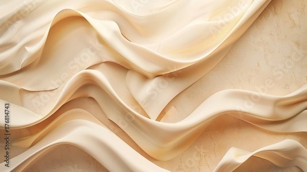 Fototapeta Abstract Beige Fabric Waves on Textured Background