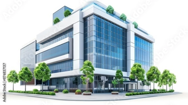 Fototapeta 3D vector of a business building, representing office and business concepts.