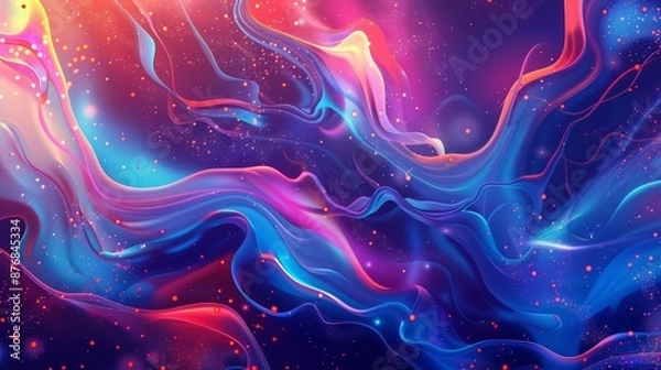 Fototapeta Abstract poster with vibrant gradient fluid elements. Perfect for banners, websites, landing pages, covers, ads, greetings, cards, promotions, and print materials.