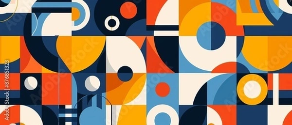 Fototapeta Retro Abstract Elements Pattern Geometric Y2K Ornament, modern flat vector concept illustration , rule of thirds composition shot, add copyspace for text