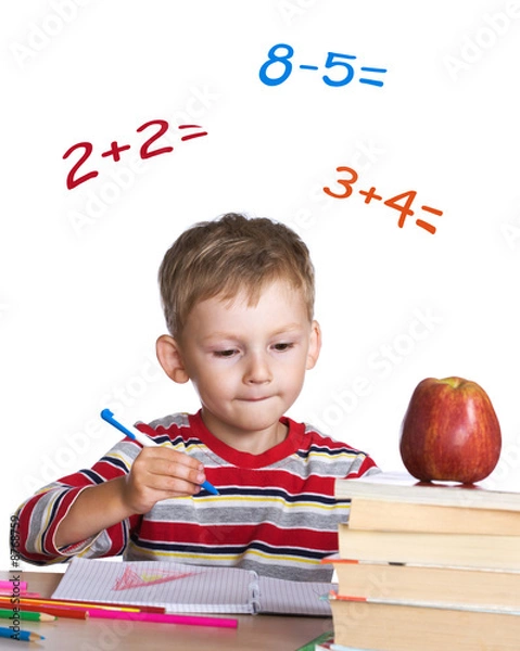 Obraz Little student learning math