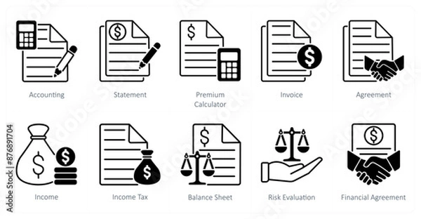 Fototapeta A set of 10 Mix icons as accounting, statement, premium calculator
