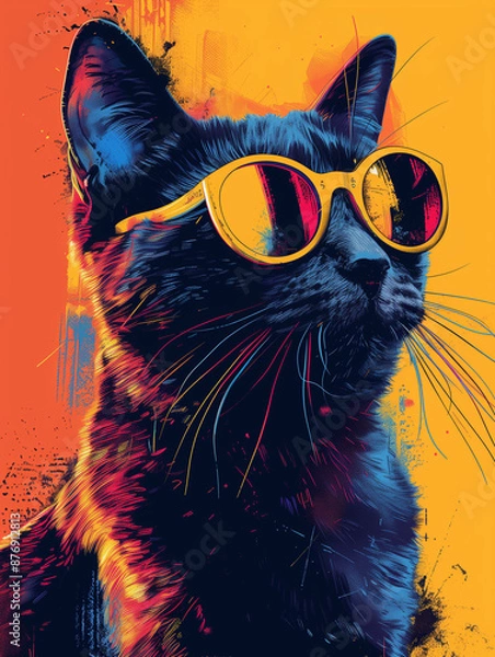 Fototapeta russian cat with glasses