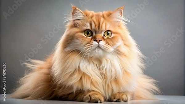 Fototapeta Majestic Persian cat with flowing golden fur, Persian, cat, majestic, flow, golden, fur, beautiful, regal, elegant, purebred
