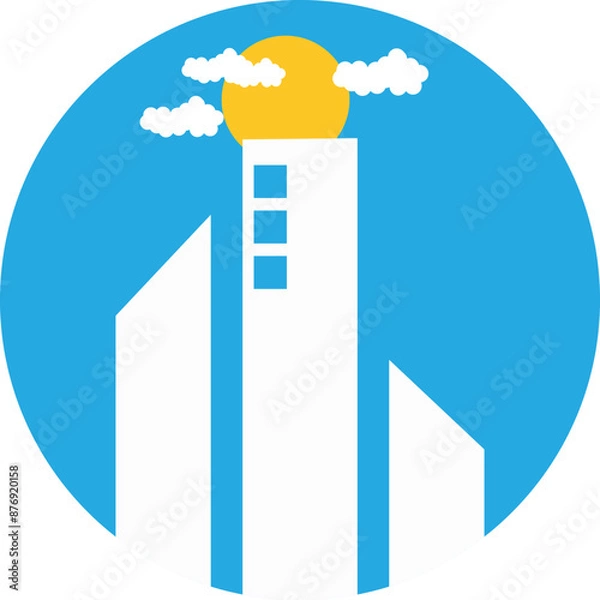 Obraz Building and sunset logo, vector art, cloud and building vector