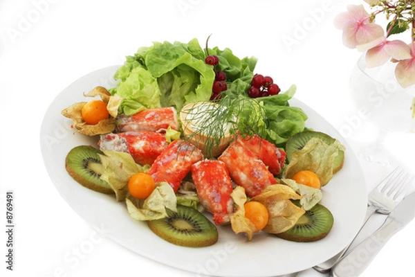 Obraz Krabben mit Salat