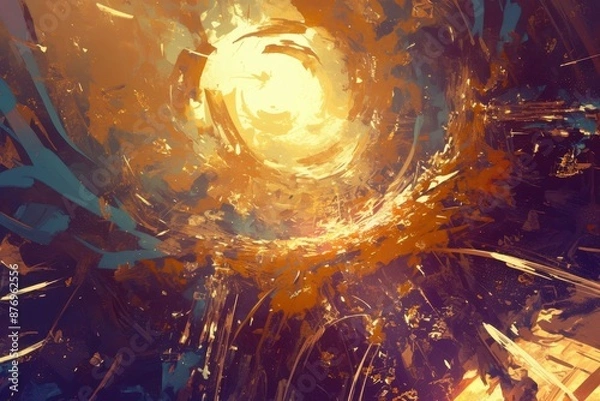 Fototapeta Abstract Art with a Bright Yellow Center