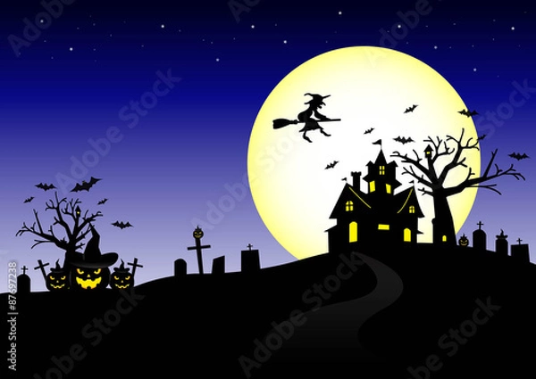 Fototapeta Halloween night and the moon background.vector.