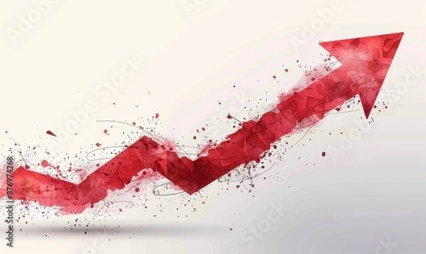 Obraz Red blood splatter with arrows on a White Background