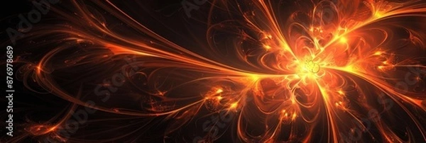 Fototapeta Abstract black and orange background with a fractal design