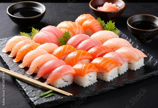 Obraz Sushi in black plate
