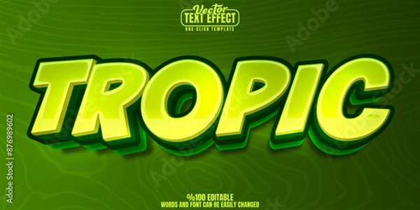 Fototapeta Tropic editable text effect, customizable tree and forest 3D font style