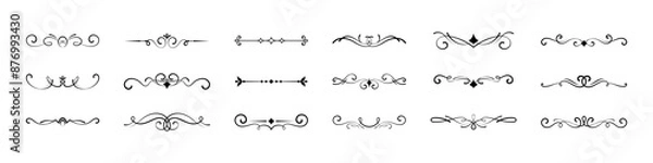 Obraz Divider set. Page border set. Chapter division. Isolated dividers vector sign.