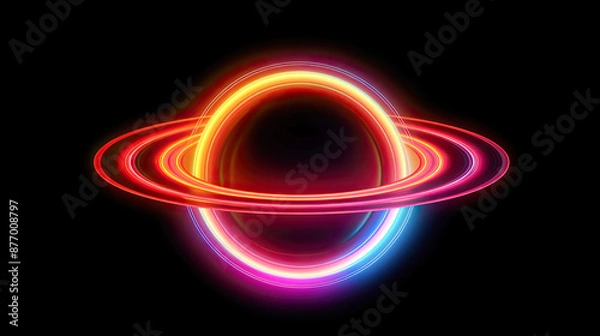 Fototapeta Saturn planet with neon effect. Retrograde Saturn.Generative AI