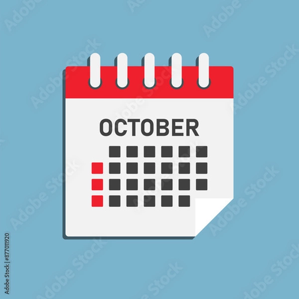 Fototapeta Vector template icon page calendar, month October