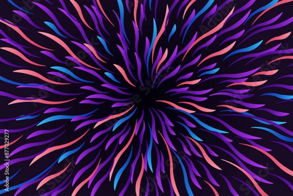 Fototapeta Abstract futuristic radial circular wavy colorful lines flow explosion concept, starburst dynamic multicolored lines, speed geometric background