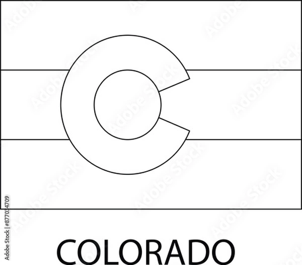 Fototapeta Colorado Flag, United States Flags, Black and White Image, Vector Image, Color Book design