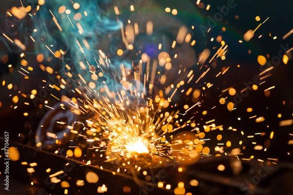 Fototapeta Spawacz w akcji. Niska głębia ostrości