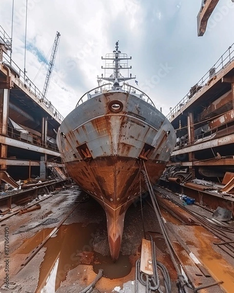 Obraz ship being repaired in dry dock