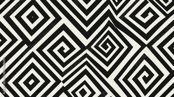 Fototapeta Playful geometric black and white design with intricate patterns in soft lighting