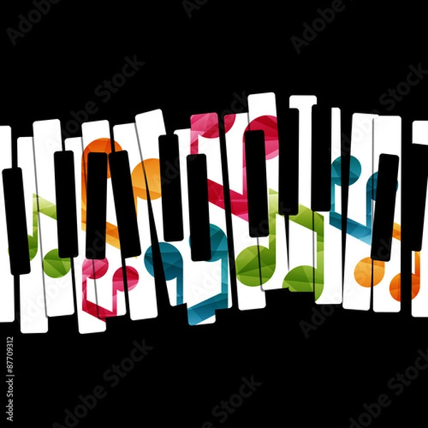 Obraz Piano keys musical notes creative concept. Vector graphic illustration.