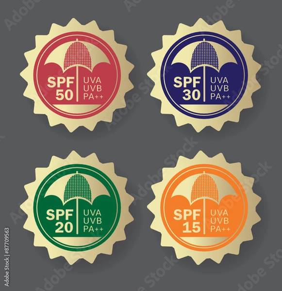 Obraz Skin protection badges. SPF, UV.