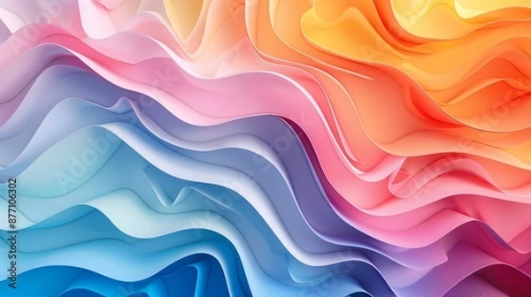 Fototapeta Smooth, colorful wave patterns creating a minimalist and vibrant background