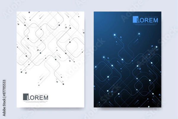 Obraz Modern technology cover template design for a report and brochure design, flyer, leaflets for printing presentation. Vector illustration