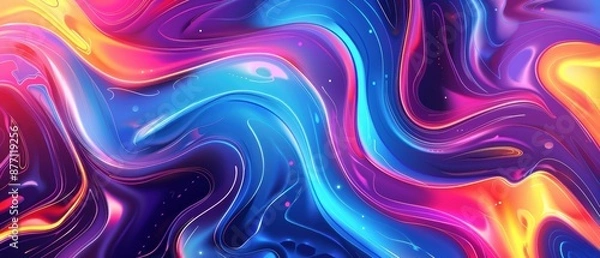Fototapeta Vibrant abstract background with fluid colors blending seamlessly in waves and swirls, creating a mesmerizing and dynamic visual effect.