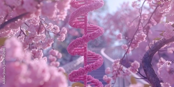 Fototapeta Nature-Inspired Microscopic DNA and Cell Structures in Stunning Art