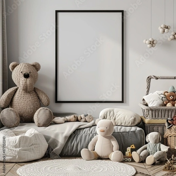 Obraz A black frame poster mockup in A4 format for a child's room