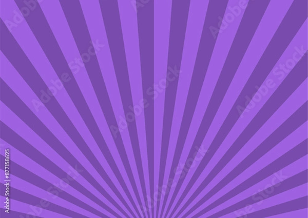 Fototapeta シンプルな集中線　サンバースト　紫　パープル　素材　バナー　背景　横　横長  バナー