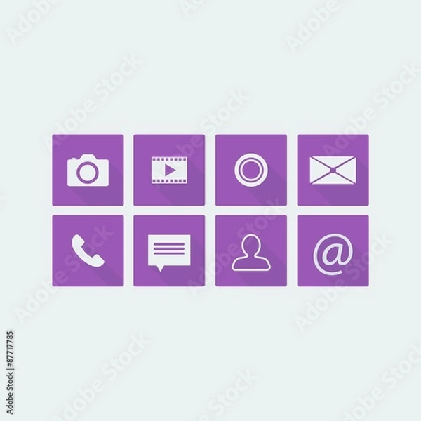 Obraz Amethyst purple flat design icon set