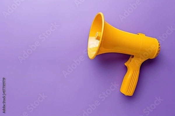 Obraz Yellow megaphone on purple background