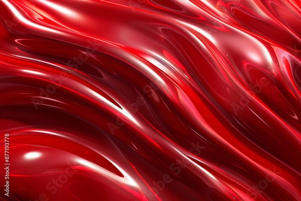 Fototapeta close up horizontal illustration of red gloss waves abstract wallpaper background