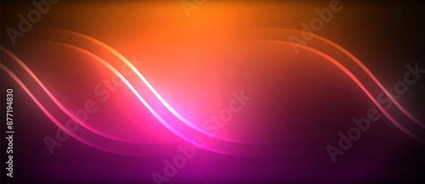 Obraz Neon glowing circle rays, light round lines in the dark, planet style neon wave lines. Energetic electric concept design for wallpaper, banner, background