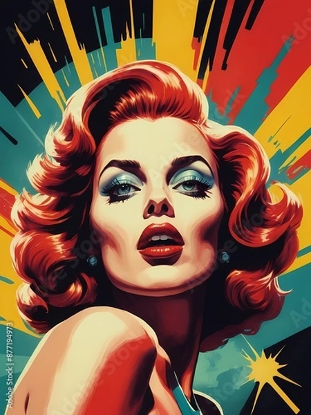Fototapeta Woman in the style of pop art generative AI illustration