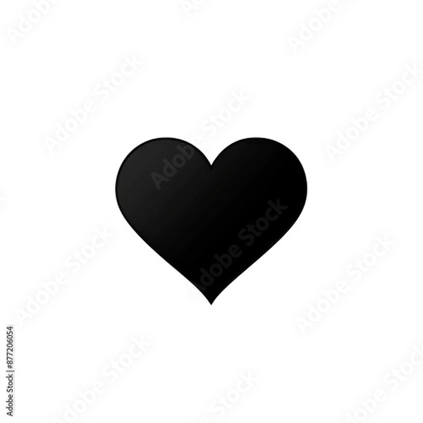 Fototapeta Minimalistic black heart icon on a plain background, representing love, affection, and emotion in a clean, modern design.
