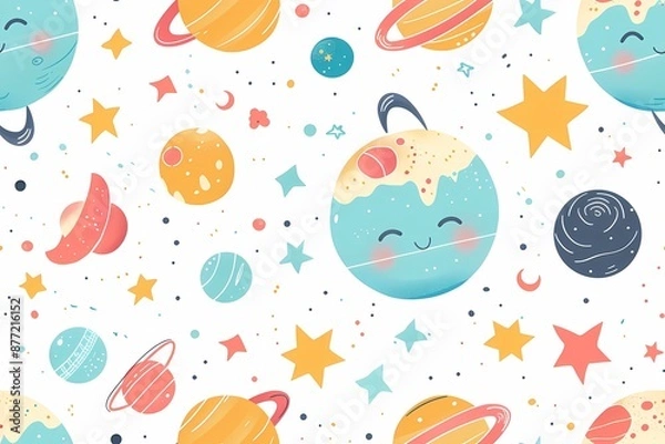 Obraz Cute Space Planets Pattern