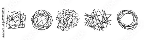 Fototapeta Circle round scribble abstract line chaos mind or psychology concept design vector