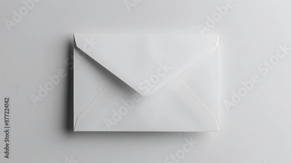 Obraz A crisp white envelope on a pure white background, slightly opened to show the empty interior, capturing a minimalist and clean aesthetic that evokes a sense of anticipation.