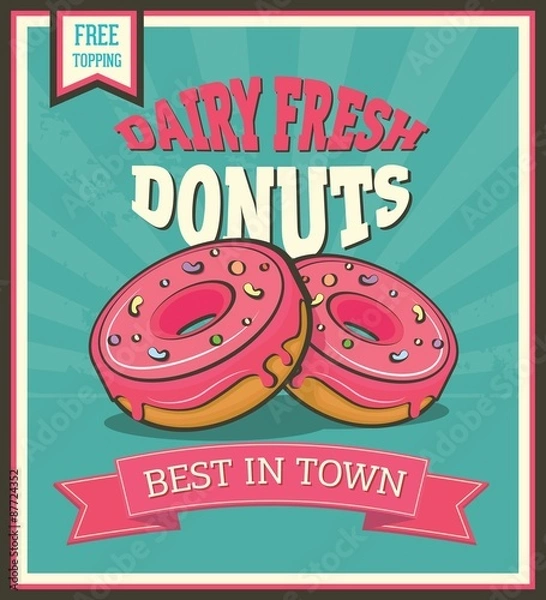 Obraz Donuts retro poster.