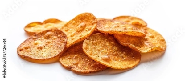 Obraz Old fashioned Indian snacks like Kuzhalappam or Madakku Appam depicted in isolated images surrounded by a white background ideal for copy space image