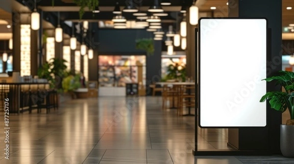 Fototapeta Empty Poster Stand for Brand Promotion in Mall
