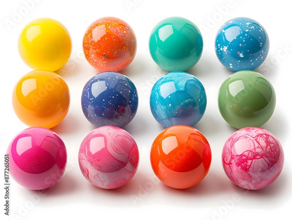 Fototapeta Colorful Plastic Easter Eggs on a White Background