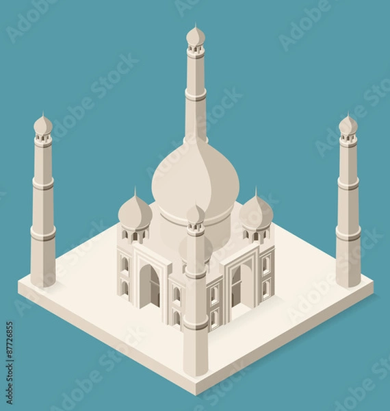 Obraz Vector 3d Flat Isometric Taj Mahal